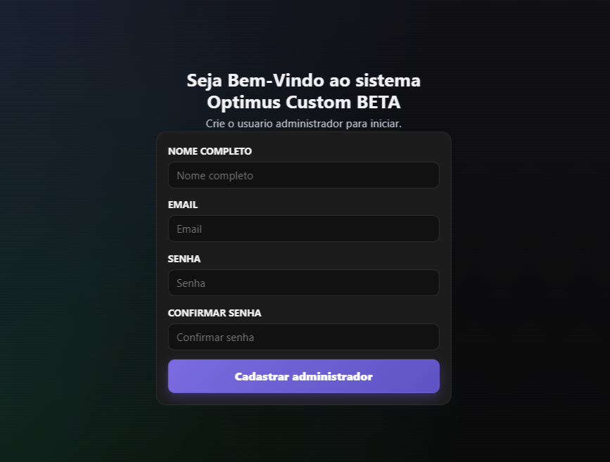 Tela de acesso do Optmus Custom